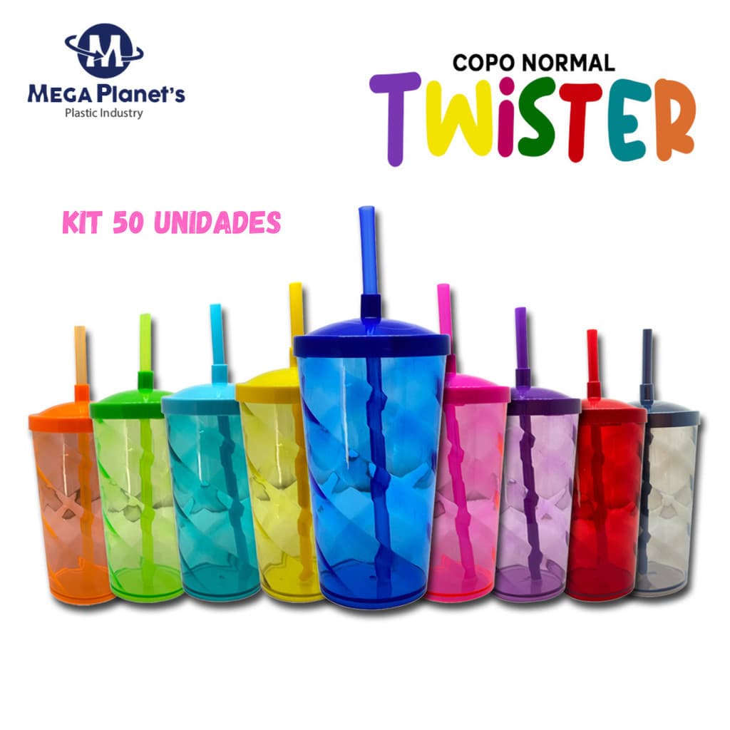Kit 50 Copo Twister 500 ml | IDEAL Para Personalizações | Festas | Acrílico | Aniversários | Drinks