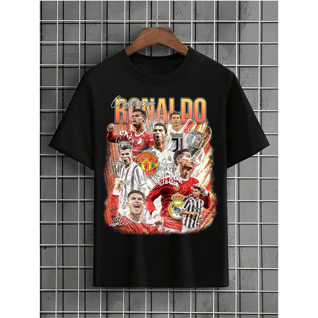 Camiseta Masculina Camisa 100% Algodão Cristiano Ronaldo Cr7 Momentos Jogador Futebol Envio Imediato