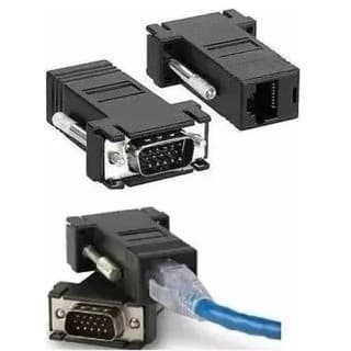 Kit 2 Peças Adaptador Extensor Vga Video Via Cabo Rede Rj45