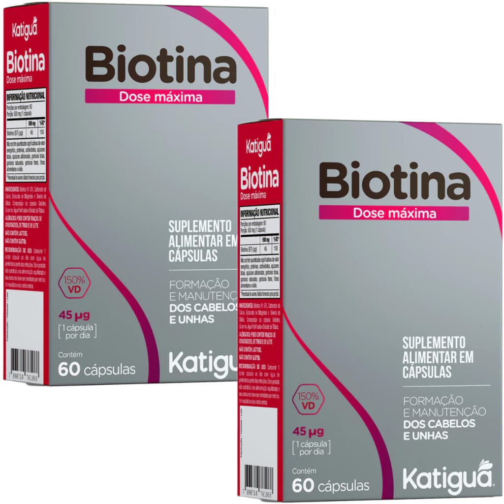 Kit 2 Biotina Dose Máxima 600mg Vitamina B7 Katiguá Original