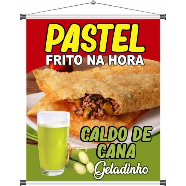 Banner pronto pastel e caldo de cana promoção preço 1mx70cm