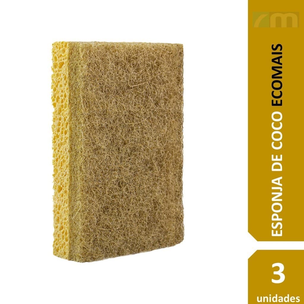 Kit 3 Esponja De Côco Ecológica Biodegradável Reciclável Para Lavar Louças Talheres Ecomais Ákora