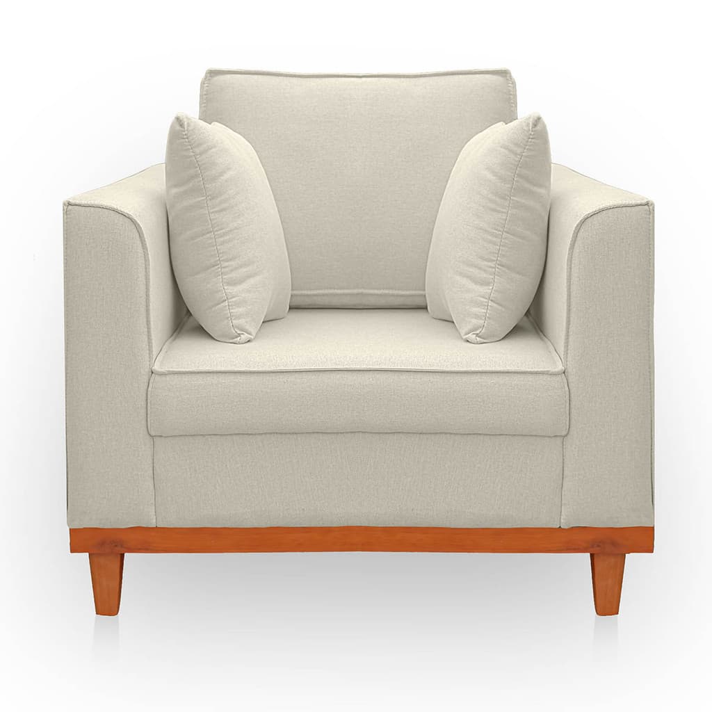 Poltrona para Sala Confortável Beny Reforçada Linho Bege