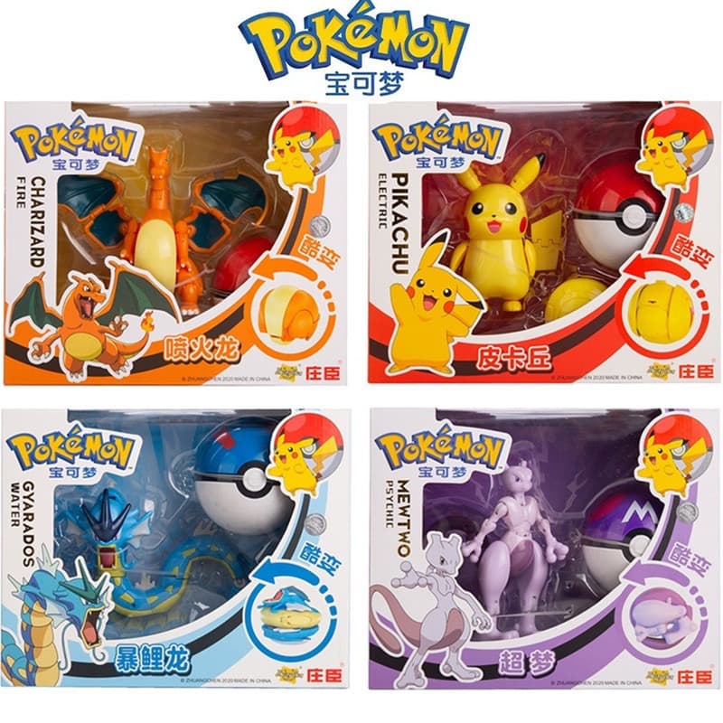 Figura Transformadora Pokémon Caixa Oficial Personagem de Anime Pikachu Charizard Greninja Pokébola Presente de Aniversá