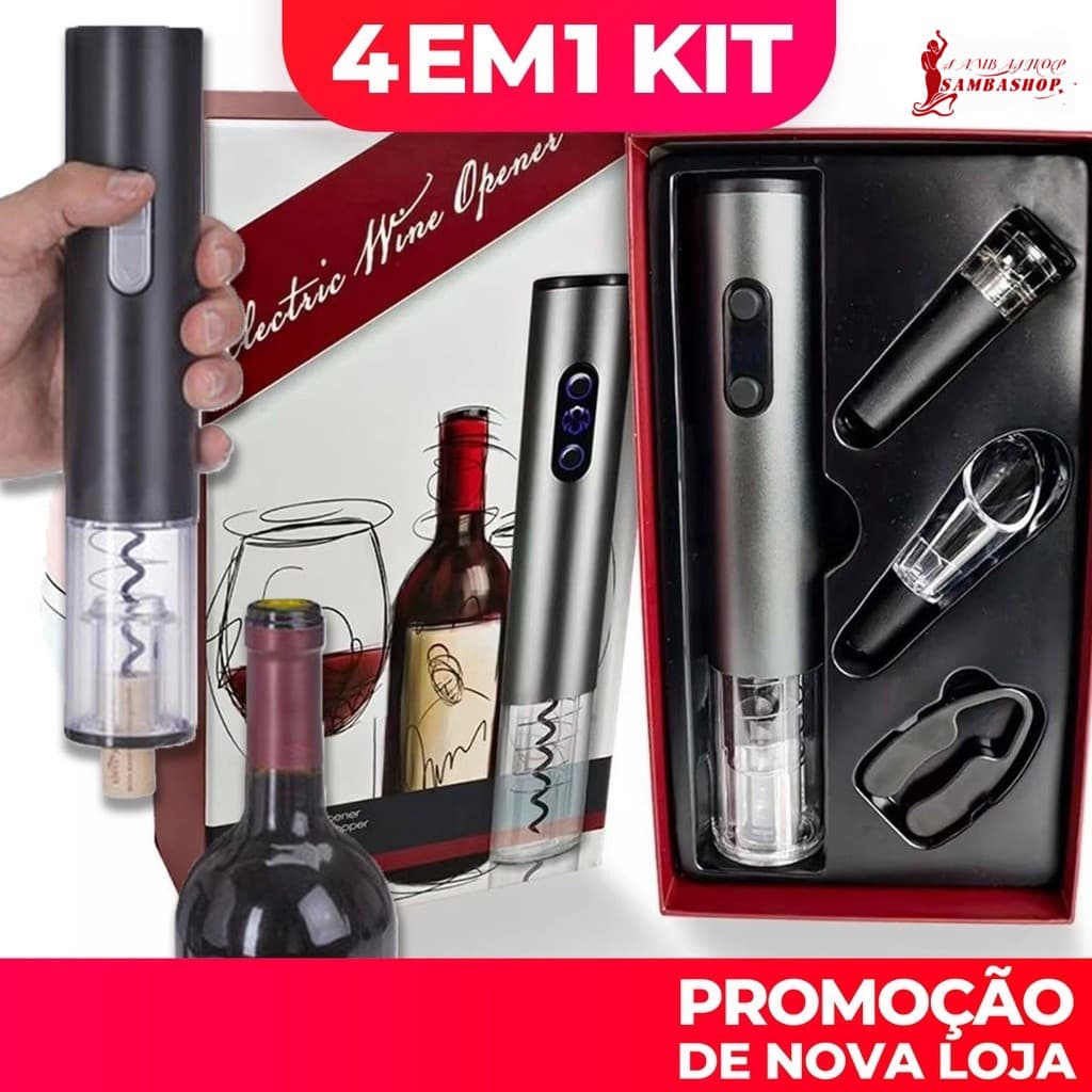 Abridor De Garrafa Vinho Elétrico Automático Saca Rolha A Pilha Presente Elegante