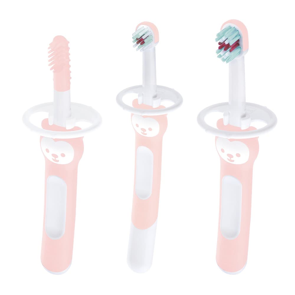 Escova Mam Brushes Trio Bebê 3+ Meses Rosa