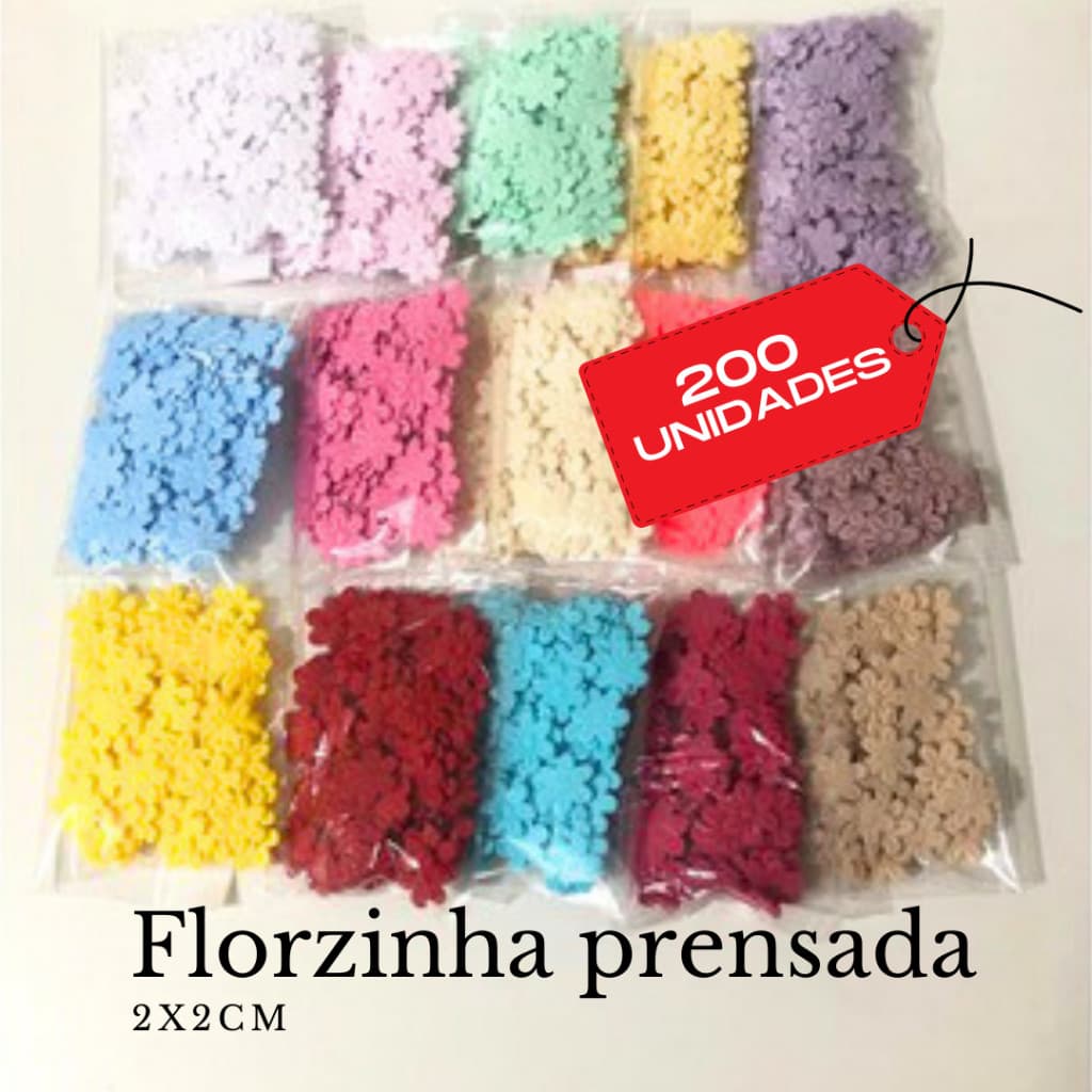 Florzinha PRENSADA 2x2cm com 200 UNIDADES- para Laços e Tiara - Artesanato Aplique Mini Flor