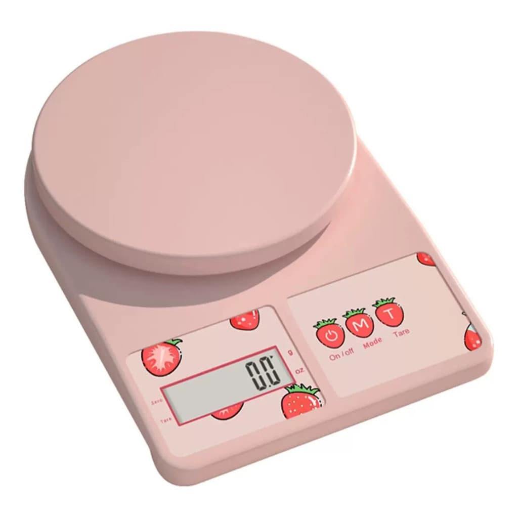 Balança Digital Precisão 0.1g À 10kg Cozinha Rosa Morango