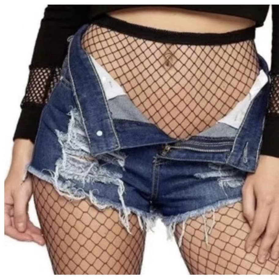 Meia Calça Arrastão Feminima Sexy Para Festa Boate Preto/Com Brilho Trama Aberta Rede Tendencia