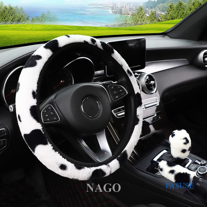 NAGO Capa Do Volante Carro Leopard Print Anti Slip Soft Plush Acessórios Interiores Estilo De