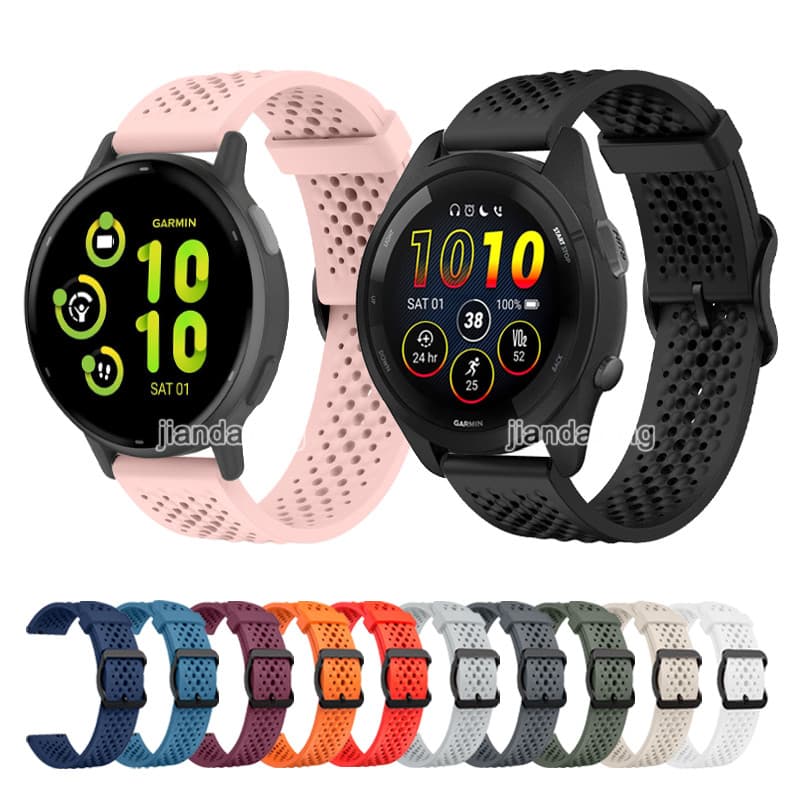 Pulseira De Silicone Respirável Confortável , 22mm 20mm , Para Garmin Vivoactive 6 5 4 3 Venu 4 3 2 plus Forerunner 165 