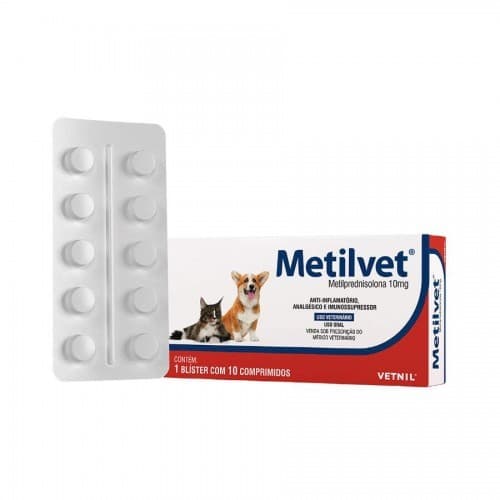 Anti-inflamatório Metilvet 10 Comprimidos Cães e Gatos 10Mg