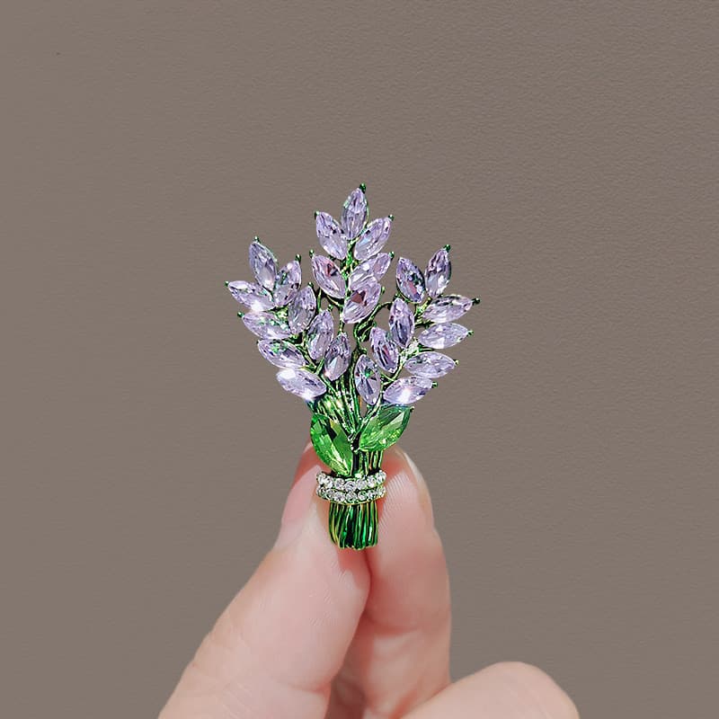 Broche de Lavanda Cristal Fixo Acessórios de Roupas para Mulheres Pin Versátil Presente para Mãe
