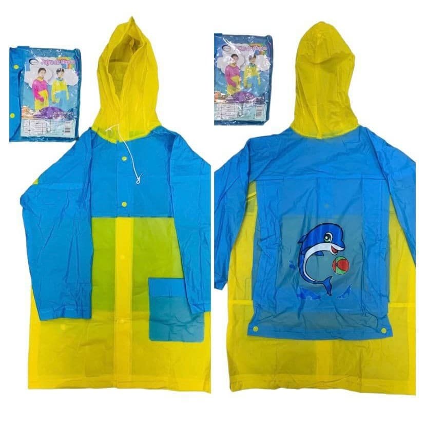 Capa De Chuva Infantil Resistente Impermeavel  Com Espaço Para Mochila Capuz HU50520