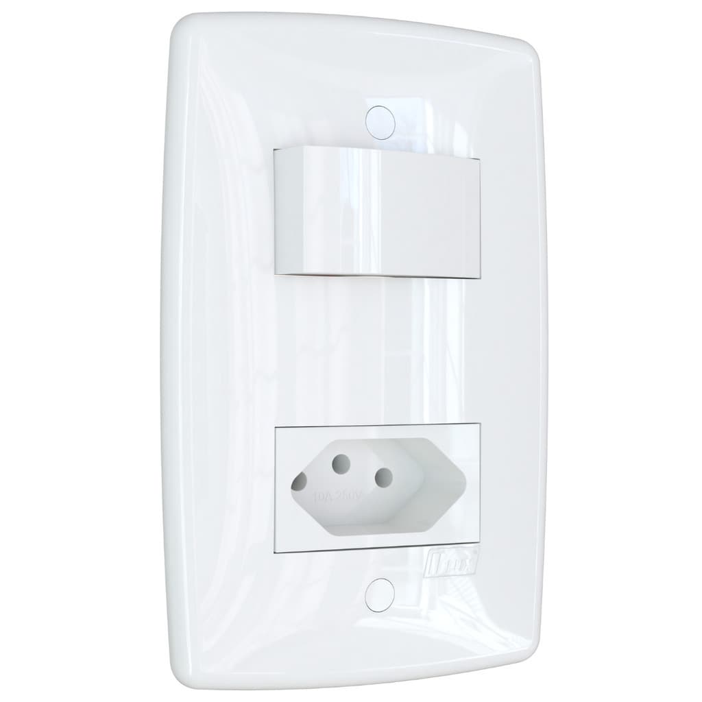 Interruptor simples com tomada 10A Branco Finesse+ B.lux