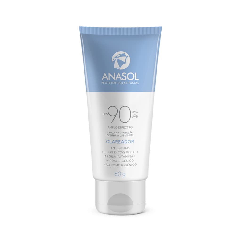 Anasol Protetor Facial Clareador Fps 90  60 gr Toque Seco com 1 unidade Vegano