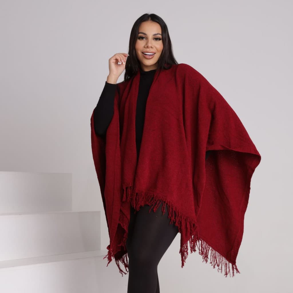 Mantilho Chale Agasalho Tricô Mousse Excelente Qualidade Feminino