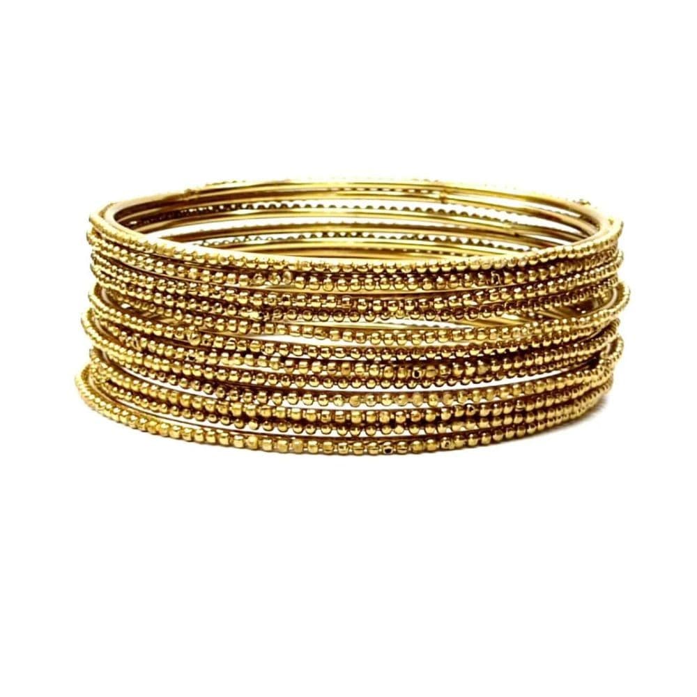 Conjunto de Pulseiras Indiana Dourada 12 Argolas