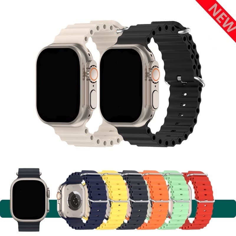 Pulseira Oceano Silicone Para Apple Watch e Iwo 38mm 40mm 41mm 42mm 44mm 45mm 49mm Ultra serie 8