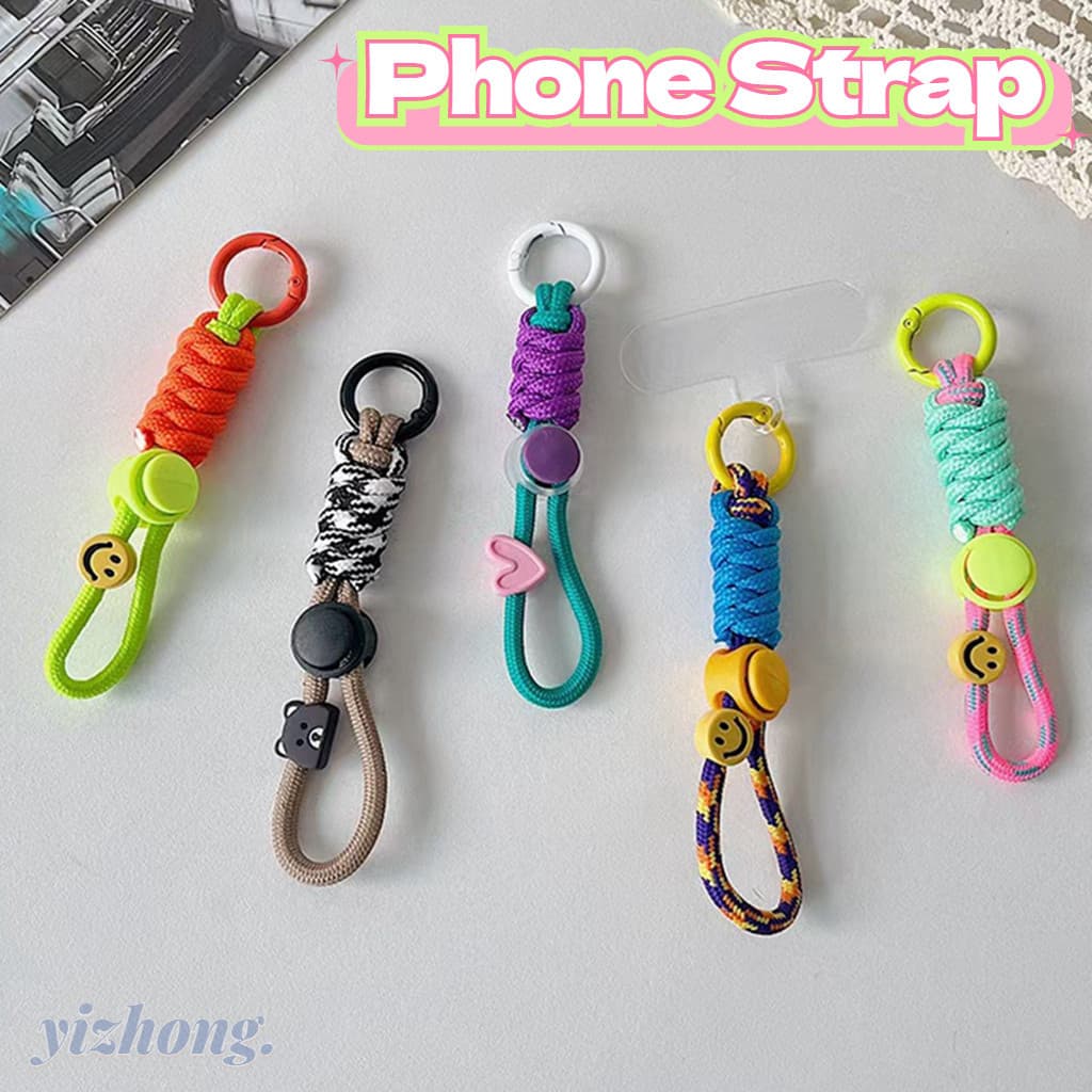 Alça Para Telefone Unisexo Contraste Cor Sorriso Amor Coração Decoração Celular Anti-Perda Corrente De Cordão Curto Fone