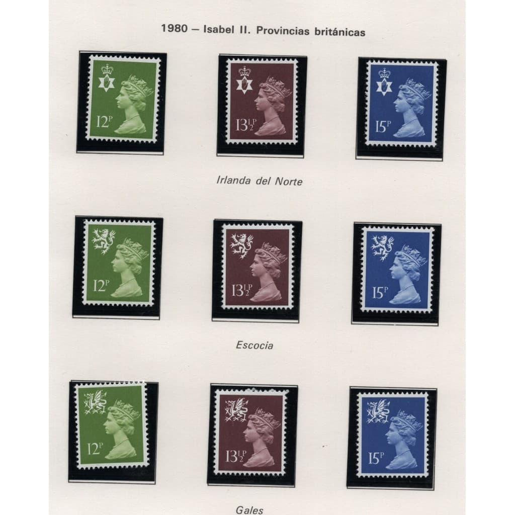 SELOS de REINO UNIDO - IRLANDA DO NORTE - ESCOCIA - PAIS DE GALES - FOLHA COM 3 SÉRIES COMPLETAS NOVAS  NO HAWID - 1978 