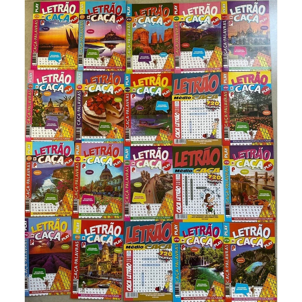 Kit Com 20 Caça Palavras Letrão , Capas Aleatórias Nível: sortidos