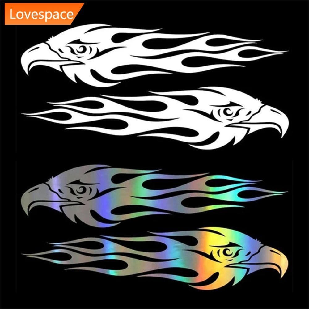 LS-STORE 2 Peças Adesivo Universal Para Carro À Prova D'água Chamas De Águia Decalques De Vinil Colorido/Preto/Branco T6Z1