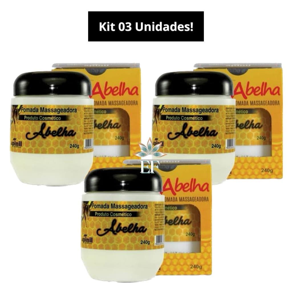 Kit 3 Unidades Pomada Massageadora Abelha 240g Apinil
