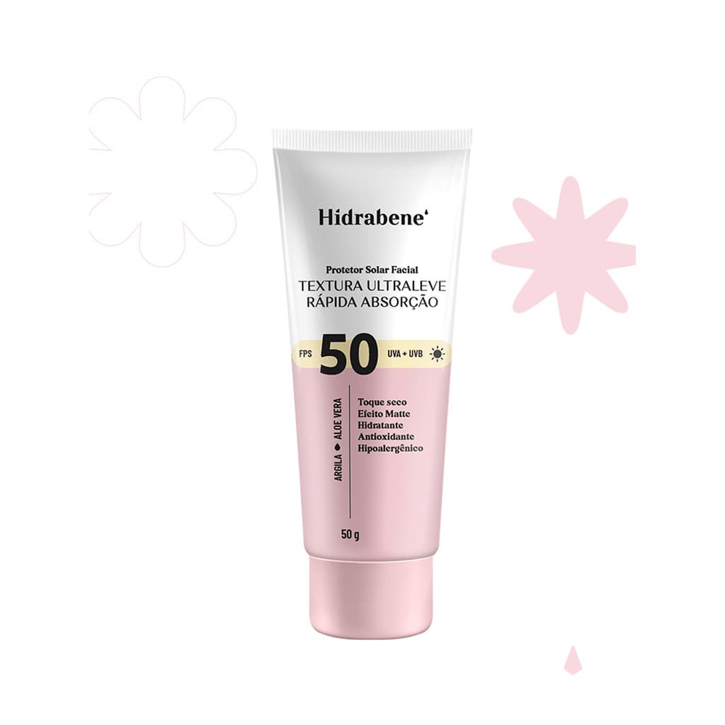 Protetor Solar Facial FPS 50 70 ou 90 Hidrabene TEXTURA ULTRALEVE 50g