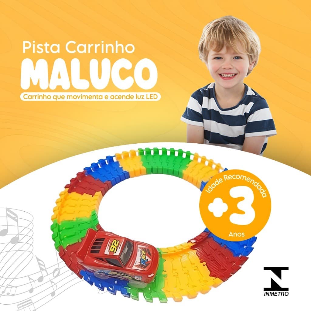 Pista Colorida Com Carrinho Relâmpago Mcquenn Led Trilha Maluca P/montar 56 Peças 2 Cores Diferentes