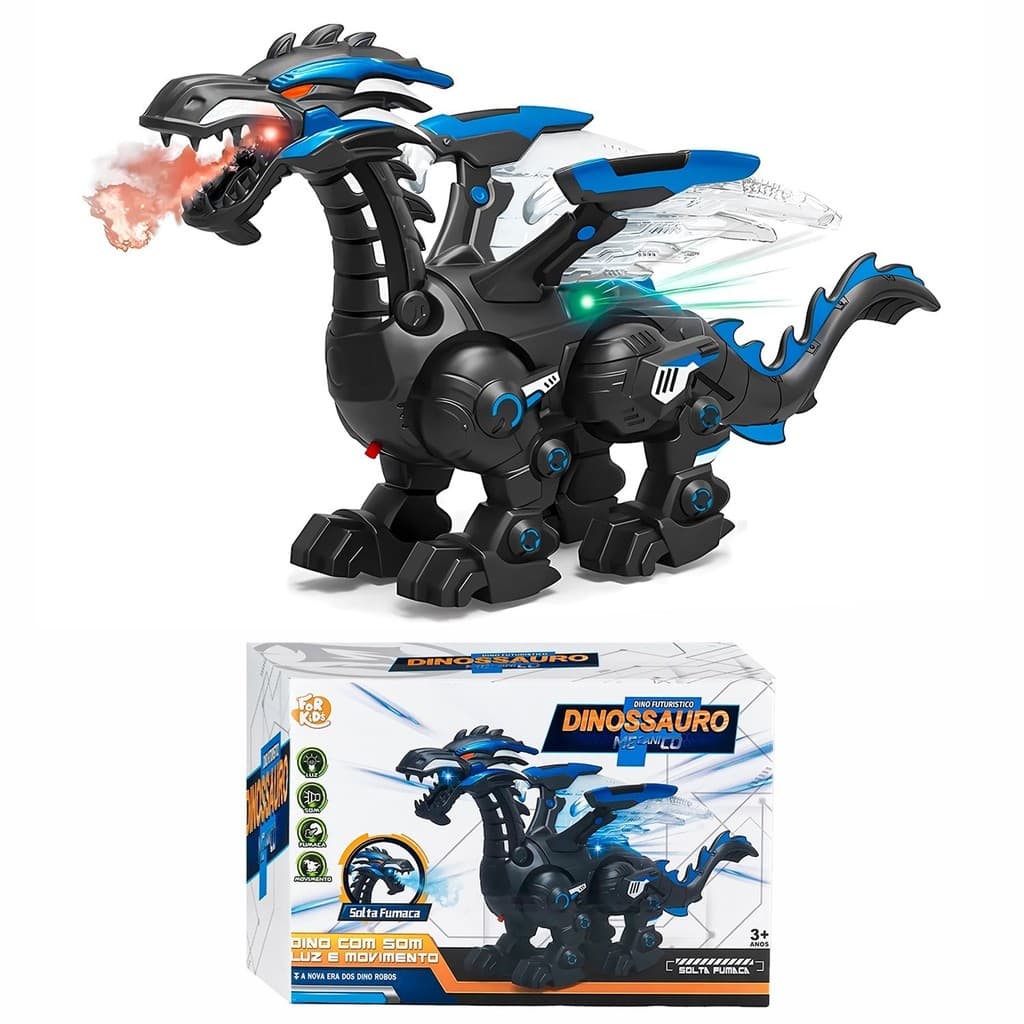 Dino Dragão Interativo Infantil Com Luz Som Movimento E Efeito Futurista De Fumaça - For Kids