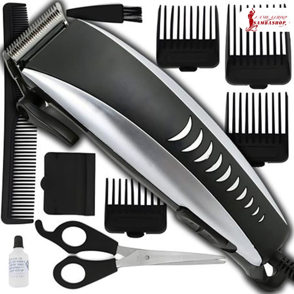 Barba 9 Peças  Máquina De Cortar Cabelo Barbeador Aparador Profissional Acabamento Elétrico 110V