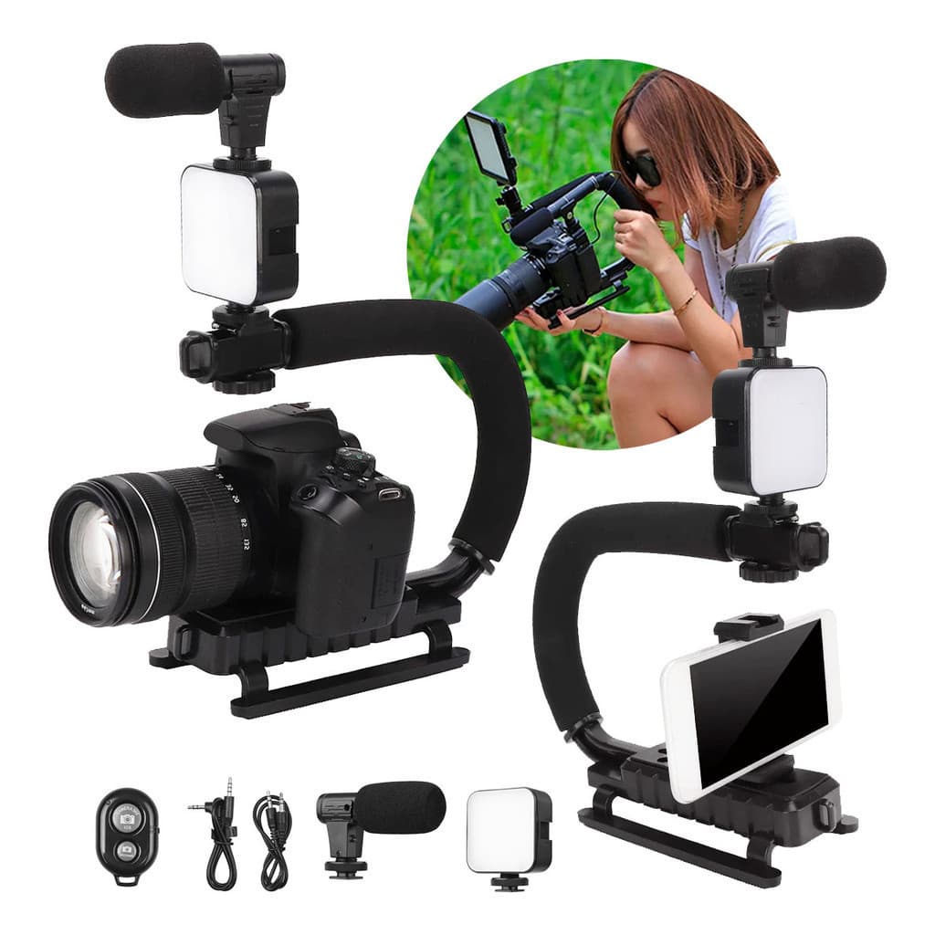 Kit Produção Vídeo Estabilizador Celular Câmera Luz Controle