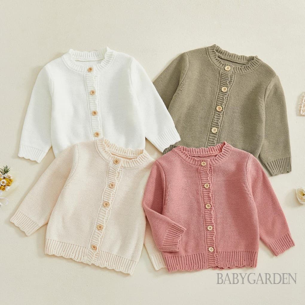 /-0-3 Anos Bebê Menino/Menina Cardigan Manga Comprida Fecho De Botão Sólido Quente Suéter De Inverno Roupas