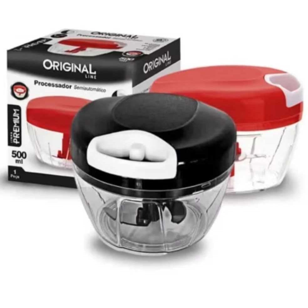 Triturador Manuais de Alimentos 500ml – 3 Lâminas de Aço Inox – Pica Cebola Alho e Legumes Escolha seu KIT com 1 2 ou 3