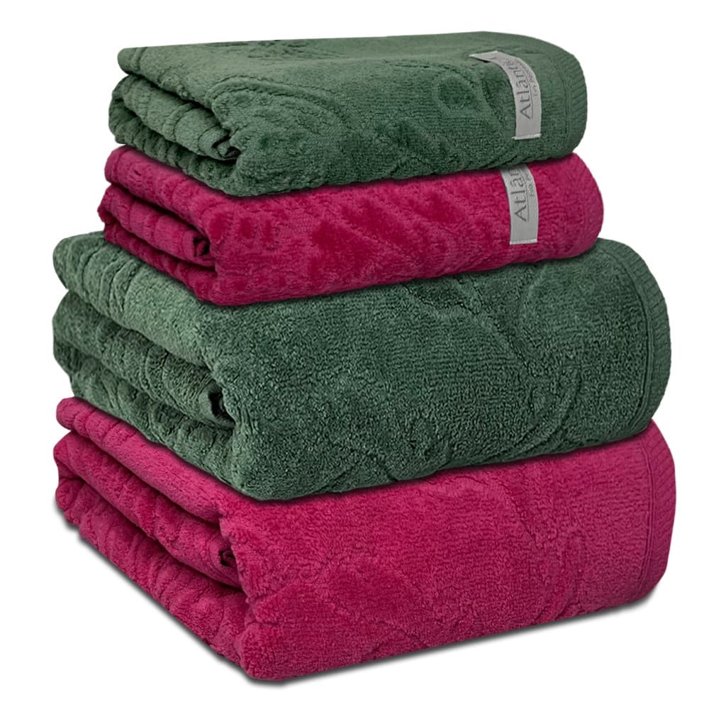 Jogo/Kit 4 Toalhas 2 Banho + 2 Rosto Amalfi Premium Fio Penteado 100% Algodão Grossa Macia Atlântica