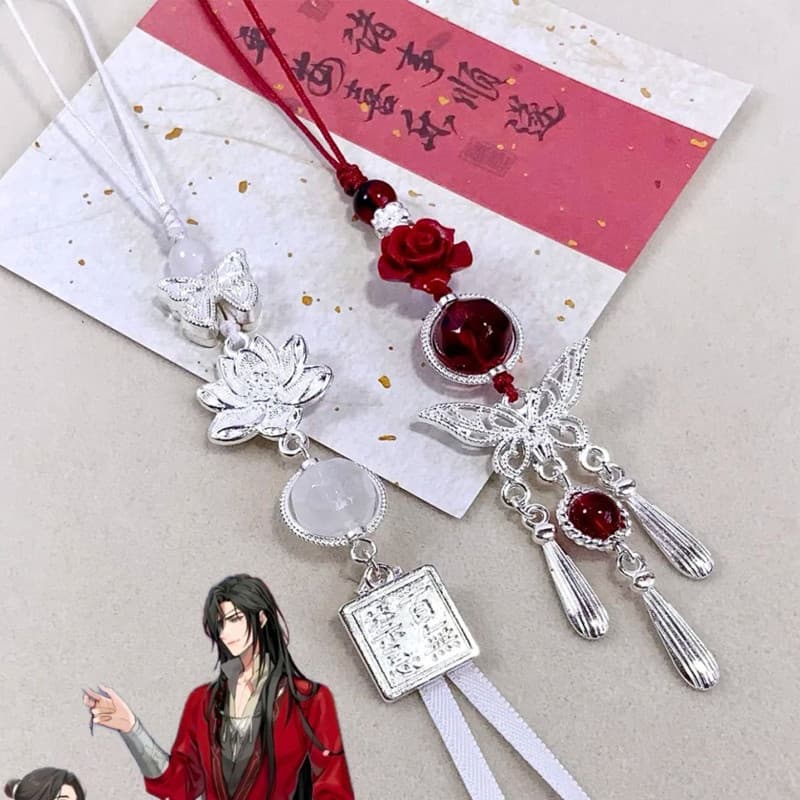 2 Unidades/Conjunto Novo Desenho Animado Anime Tian Guan Ci Fu Xie Lian Hua Cheng Cordão Para Celular Céu Bênção Oficial