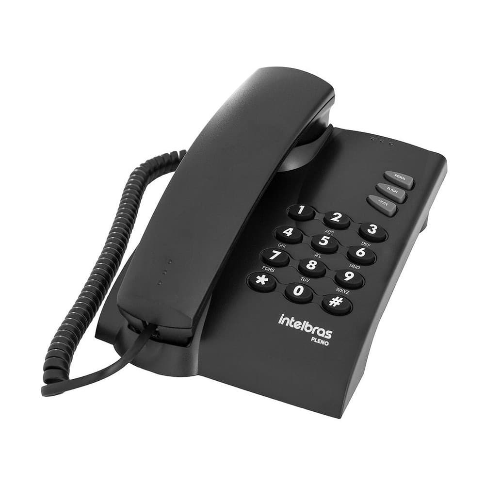 Telefone Com Fio Intelbras Pleno Sem Chave – Preto