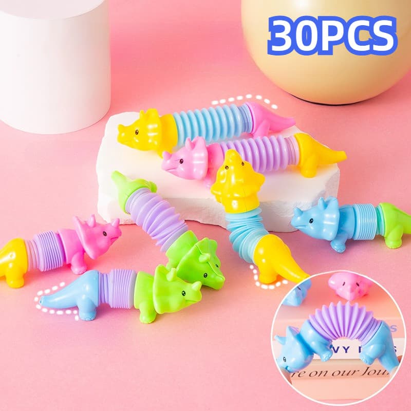 30 Pçs Puxar Tubo Dinossauro Brinquedo Telescópico Ventilação E Reduzindo O Estresse Animal Alongamento Pequeno