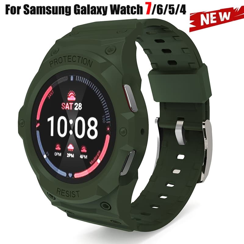 Capa Com Pulseira De Borracha Para Samsung Galaxy Watch 7 44mm 40mm , Protetora De Silicone Resistente 6 5 4 , Acessório