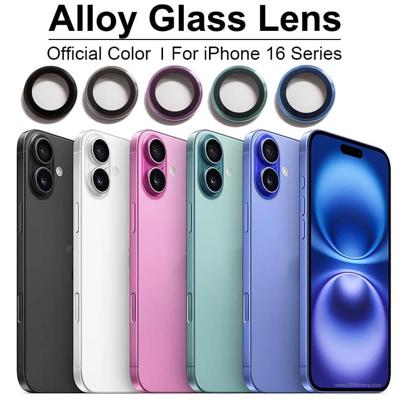 Para iPhone 17 16 Pro Max 15 Plus 14 Da Câmera Traseira Com Vidro Temperado Cores Oficiais Filme De Anel Protetor De Met