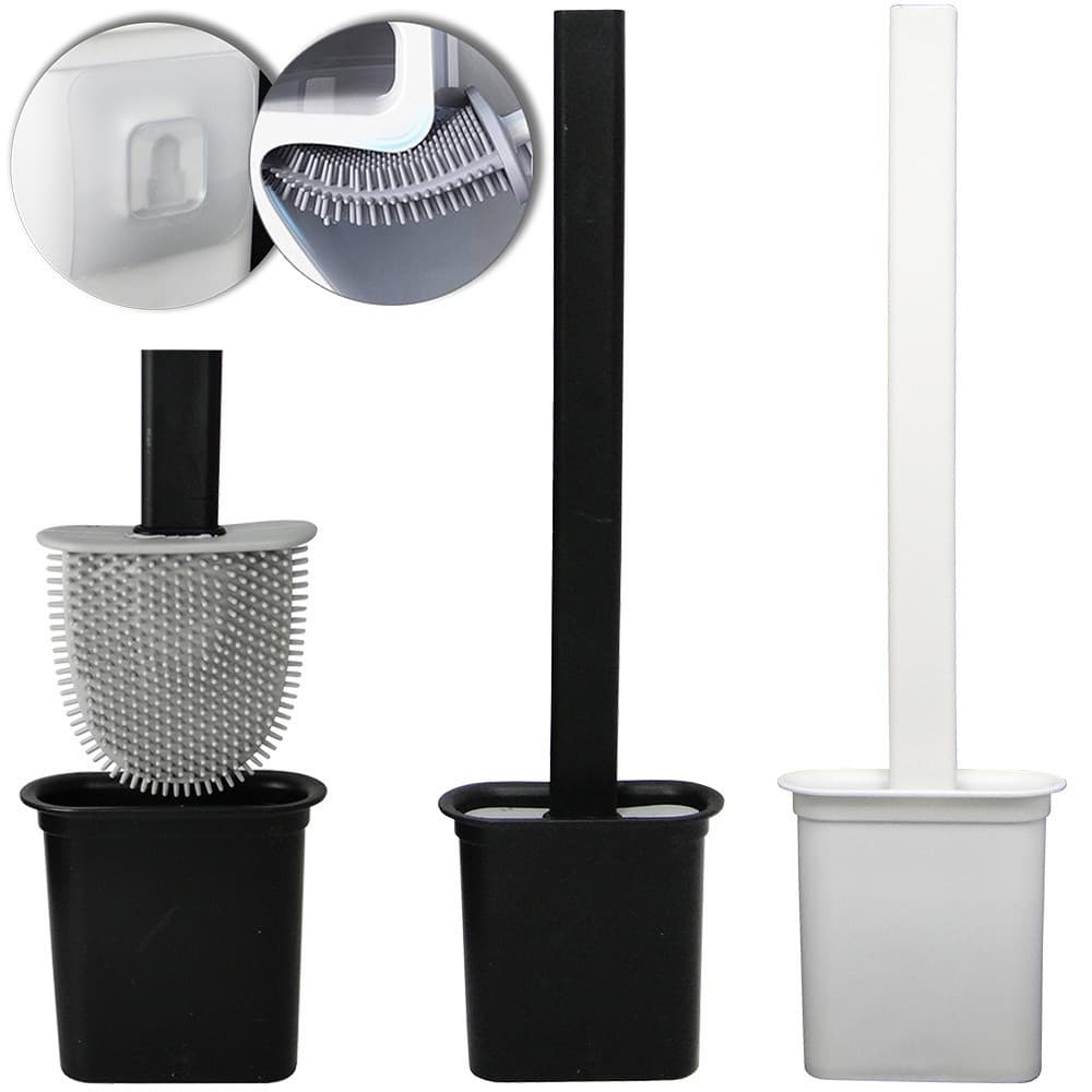 Escova De Silicone Para Limpeza De Vaso Sanitário Privada Banheiro Com Suporte De Parede
