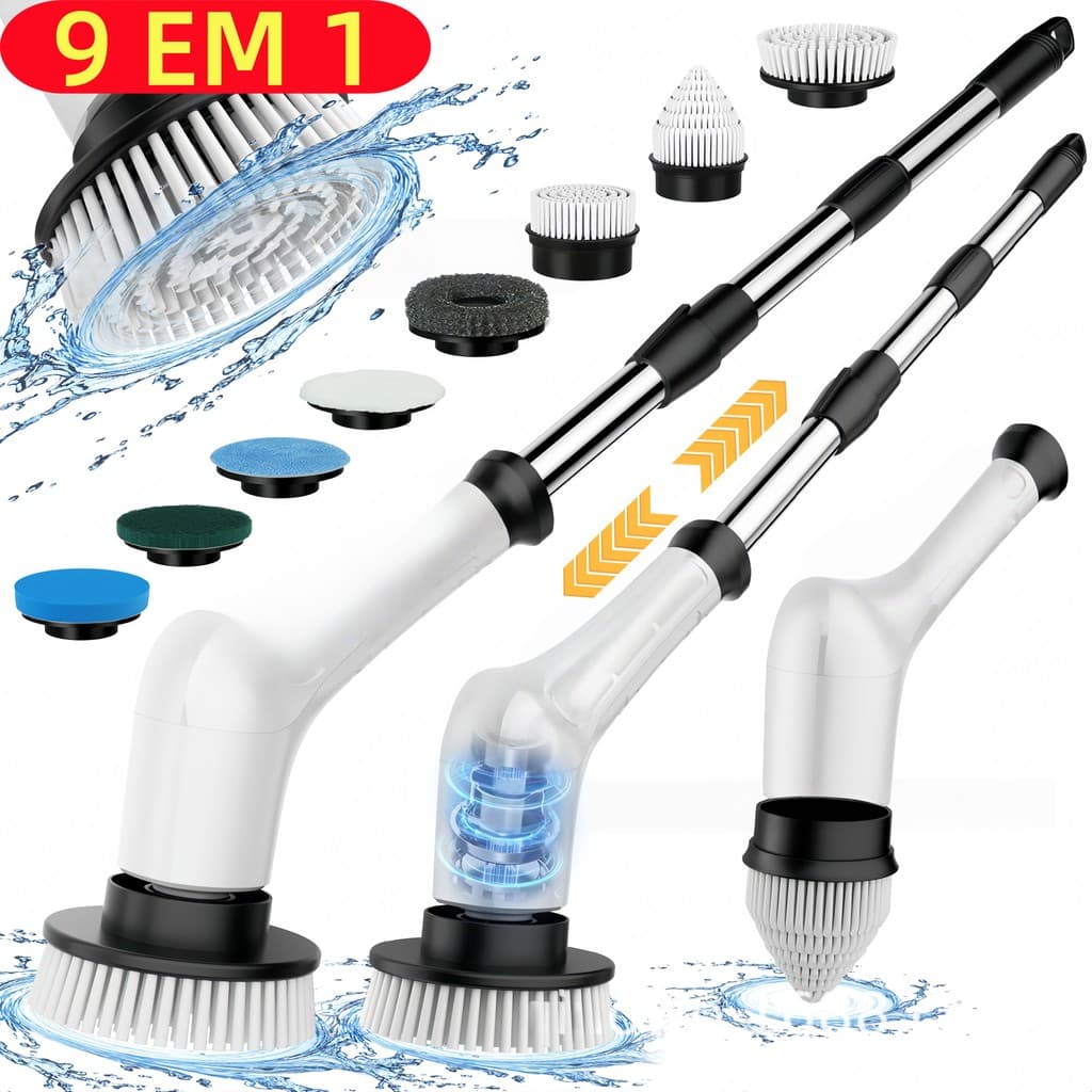 Escova De Limpeza Ajustável Janela Banheiro e Cozinha Ferramenta 9 em 1/7 em 1 Recarregável