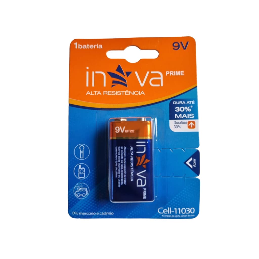 Kit 2pcs Bateria Alcalina 9V Para Violão Multimetro Inova