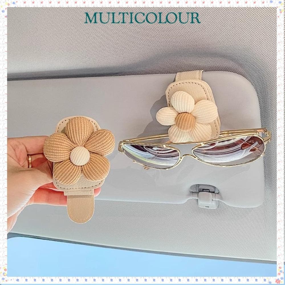 Suporte De Óculos De Carro Multicolorido , Clipe Sol PU Flor , Bilhete De Cartão Multifuncional Criativo