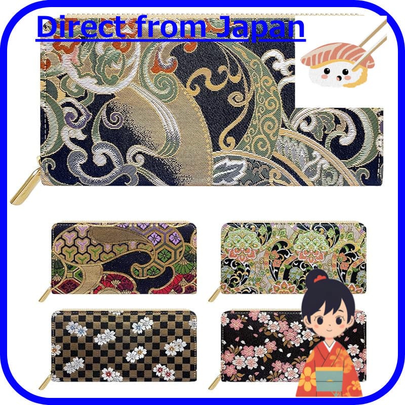 [leo & aoi] Carteira Longa Tradicional Nishijin-ori Com Zíper Redondo E Armazenamento De Cartões