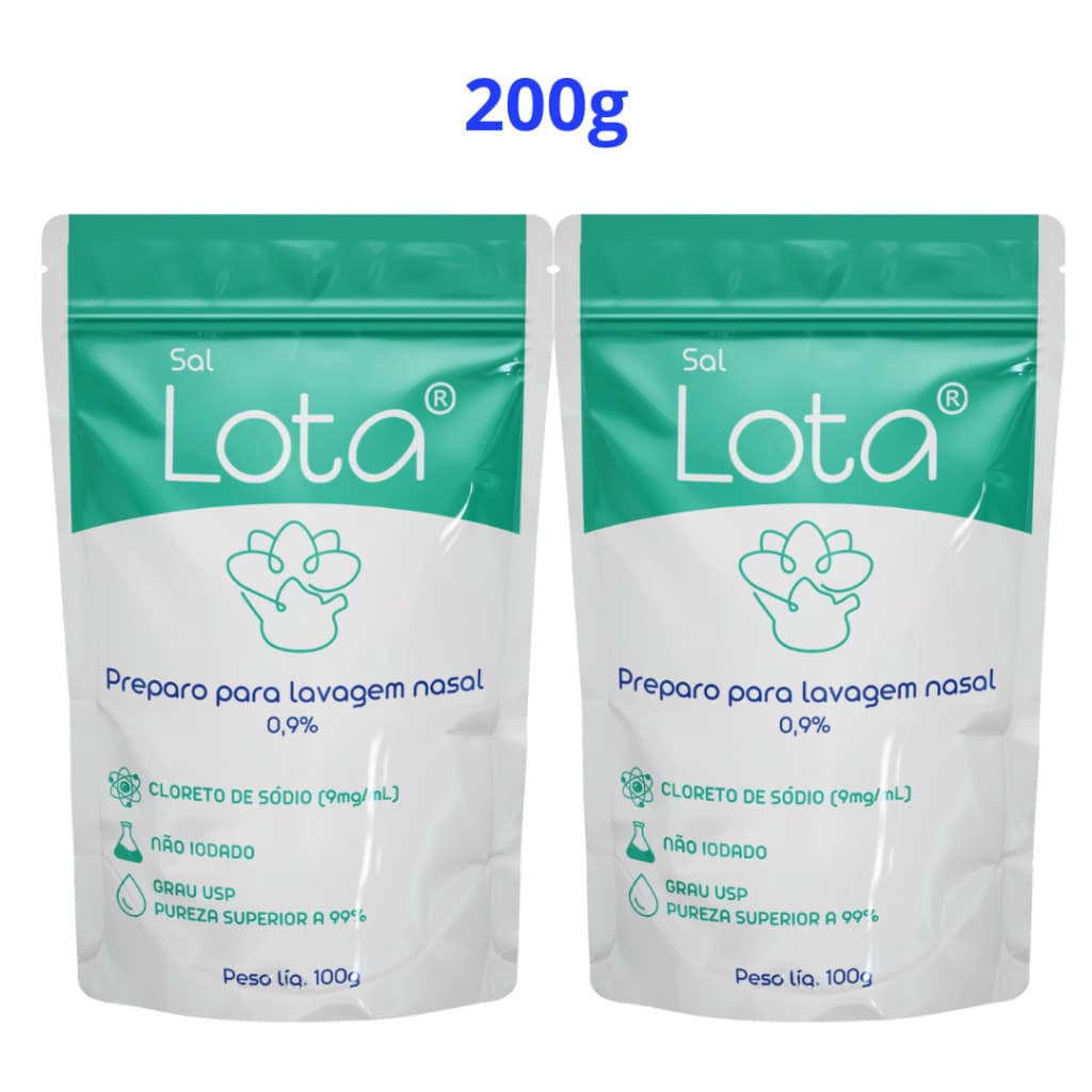 Kit 2 Sal Lota 0,9% (2x100g) Refil Limpeza nasal natural Rinite e Sinusite