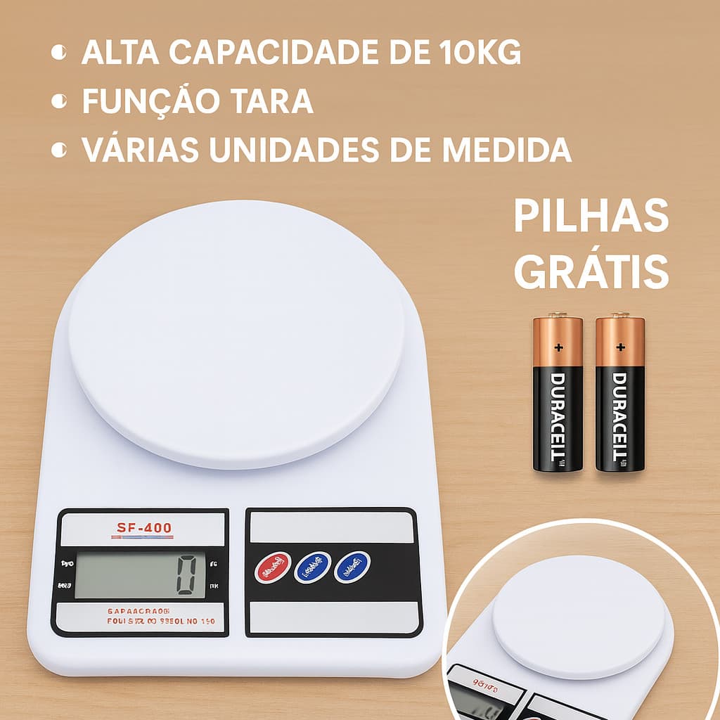 Balança digital cozinha bolo portatil precisão pilhas inclusas AA SF-400