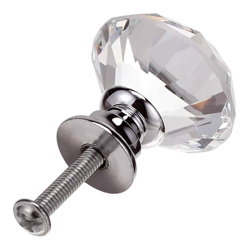 Puxador de Cristal 30mm Cromado Para Gaveta Armário