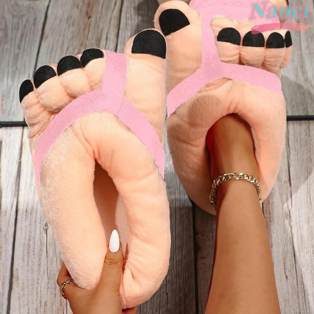 NANCI Chinelos Engraçados , Sapatos De Algodão Para Os Pés Grandes Inverno Criativos E Cartoon